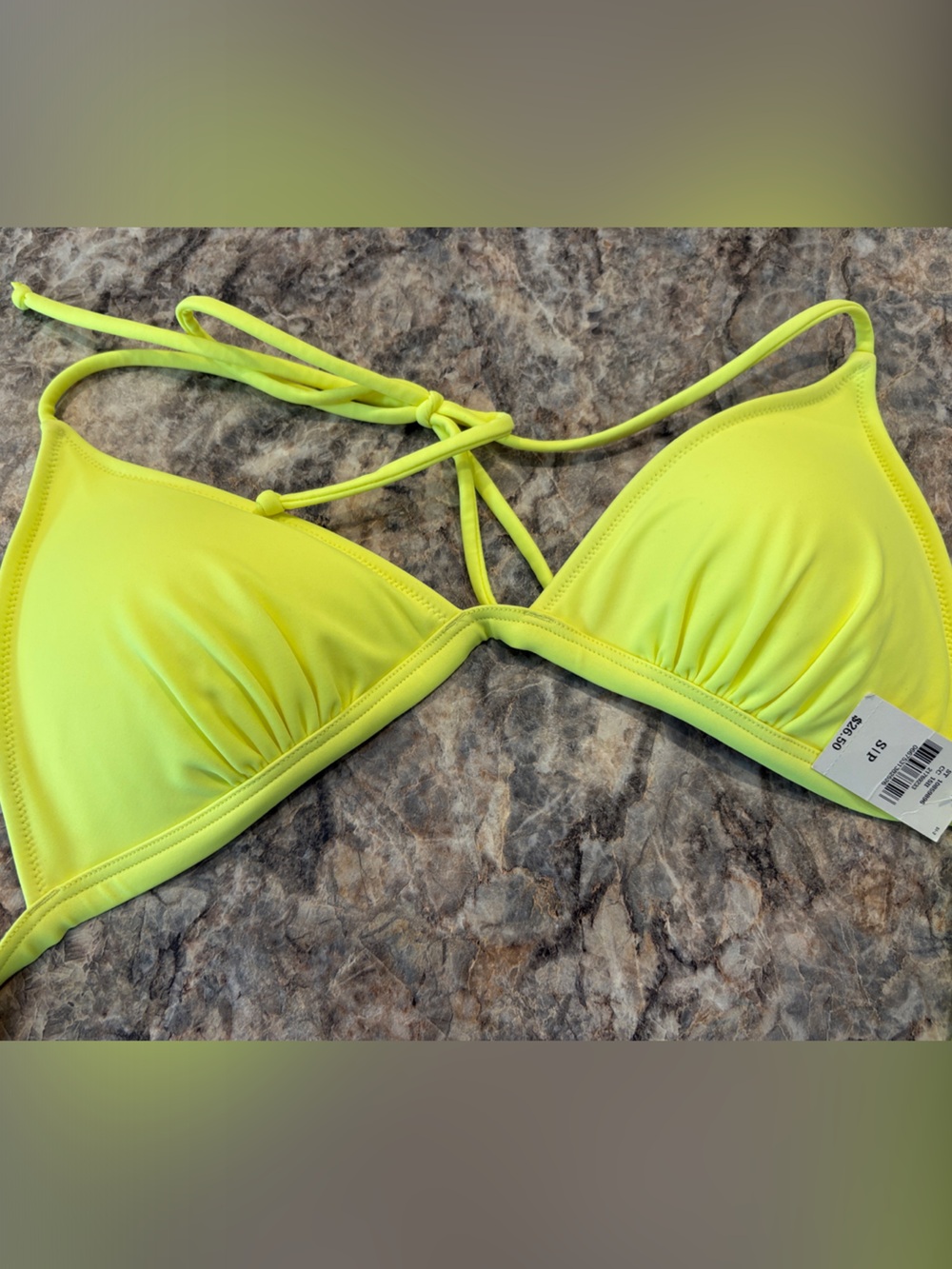 PINK Victoria's Secret Neon Yellow & Pink Triangle Bikini Top - Picture 4 of 4